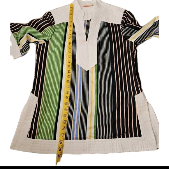 Tory Burch Womens Field Day Stripe Silk Tunic Multicolor Designer Blouse 10 - Picture 13 of 16